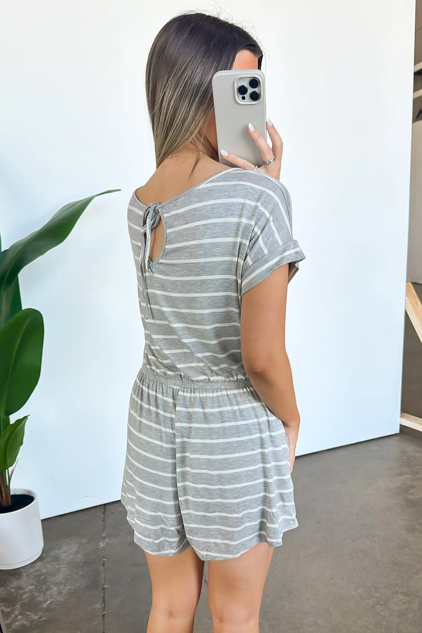 Adyn Striped Drawstring Waist Romper