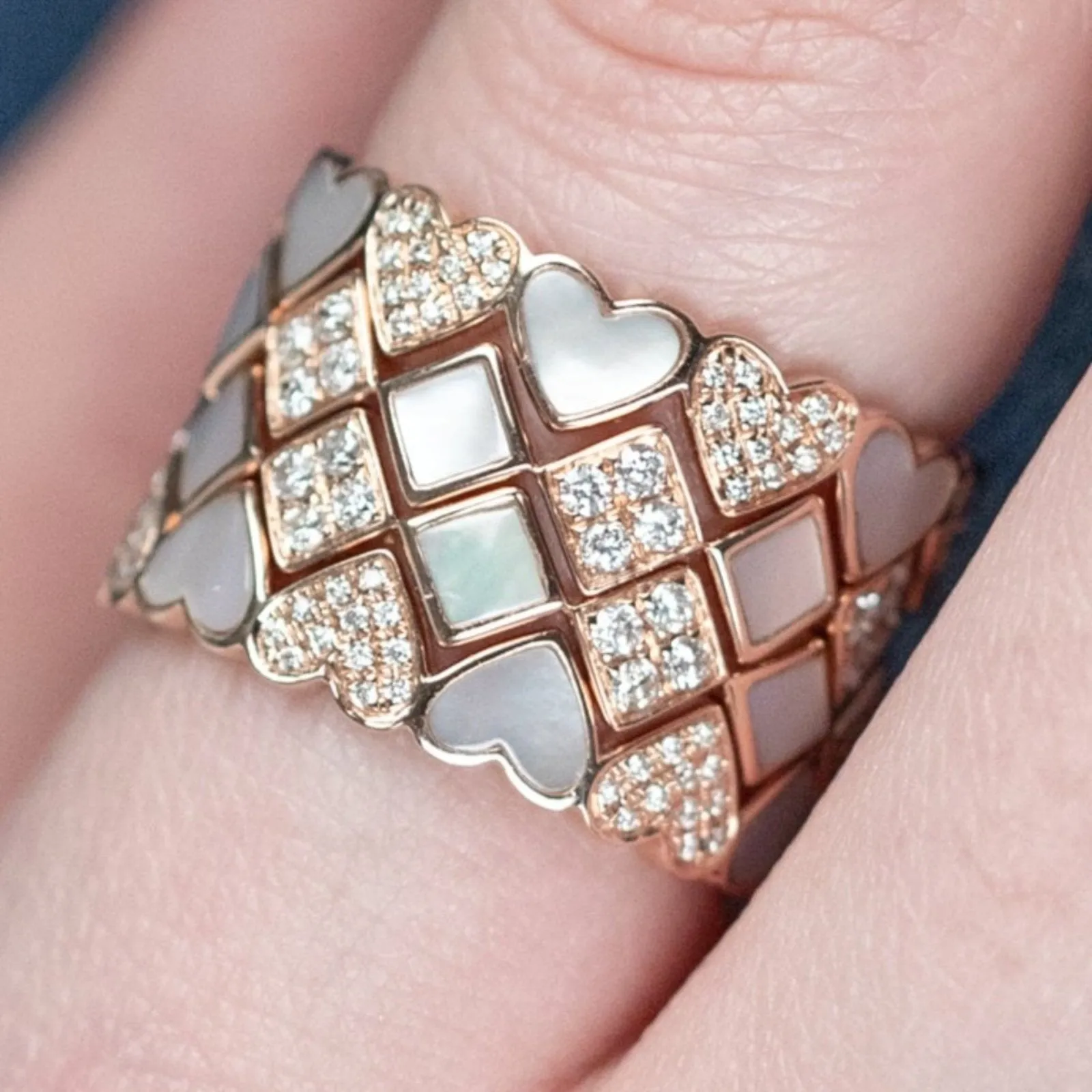Alternating Diamond and Mother of Pearl Eternity Ring