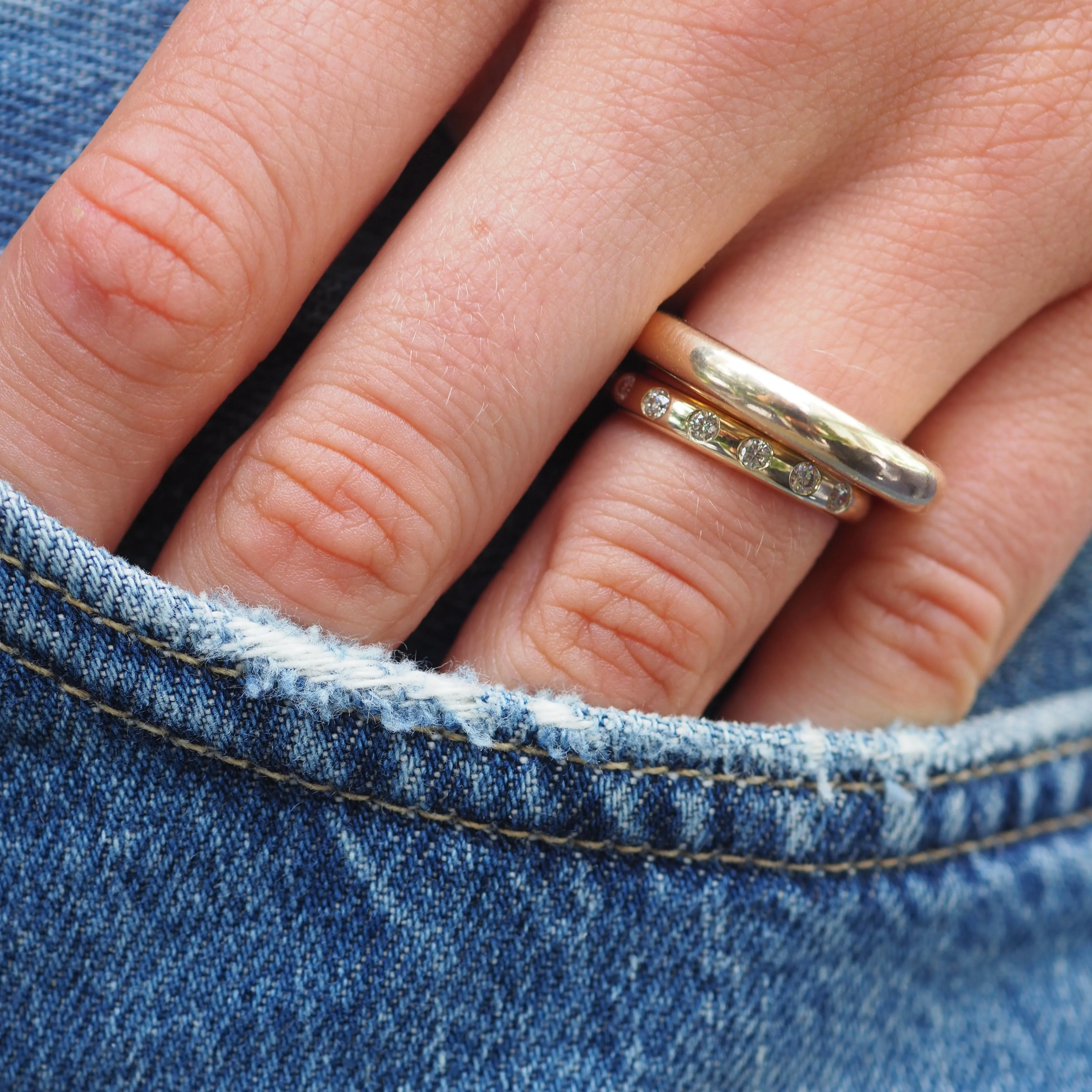 AMELIA GOLD INLAY DIAMOND BAND  RING