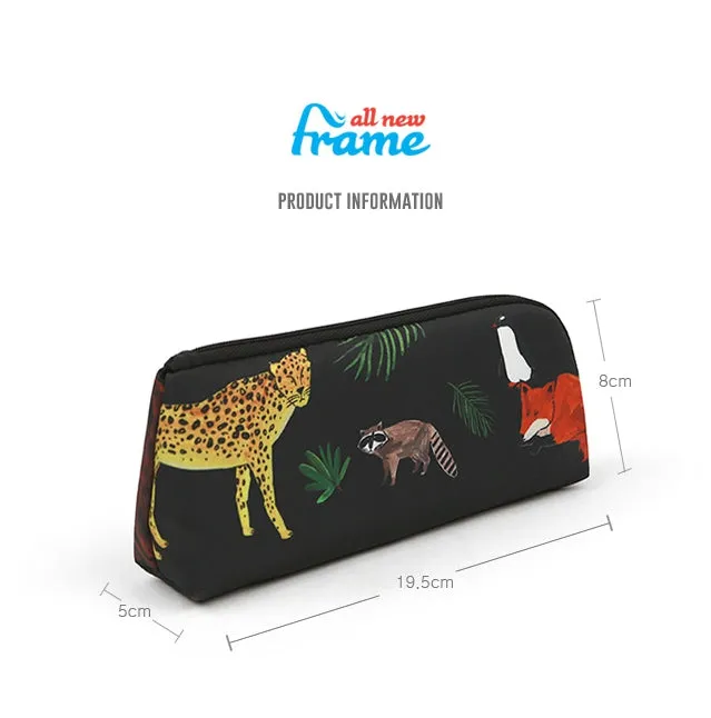 Black Animals Cheetah Graphic Pencil Cases Stationery Zipper School 19cm Office cosmetic pouches Artists Designer Prints Gifts B