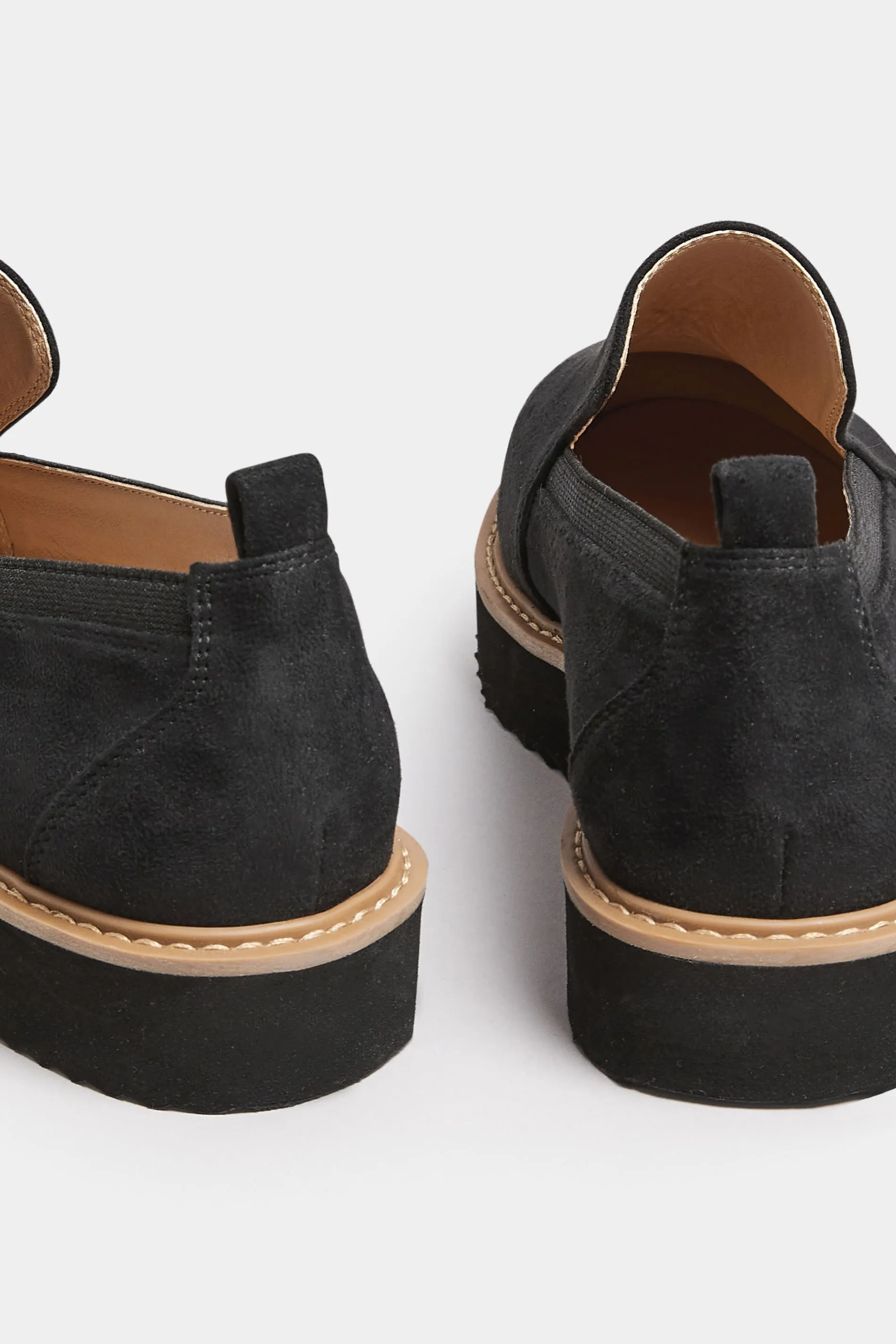 Black Faux Suede Slip On Loafers In Extra Wide EEE Fit