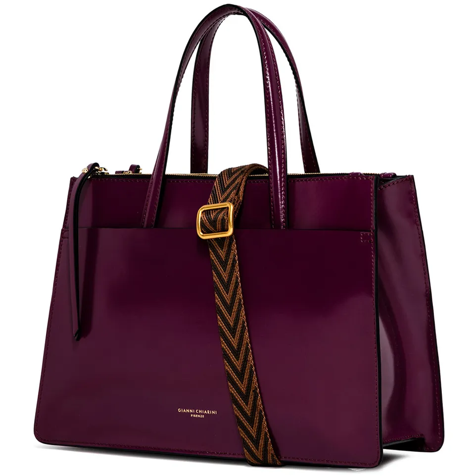 BORSA EMPIRE A MANO PELLE LUCIDA Donna Grape