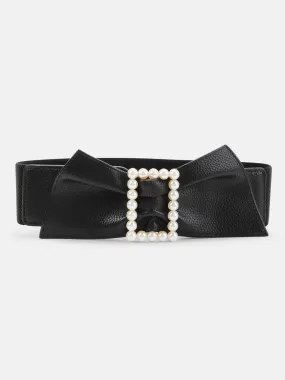 Broad Belt With Pearl Studded Buckle