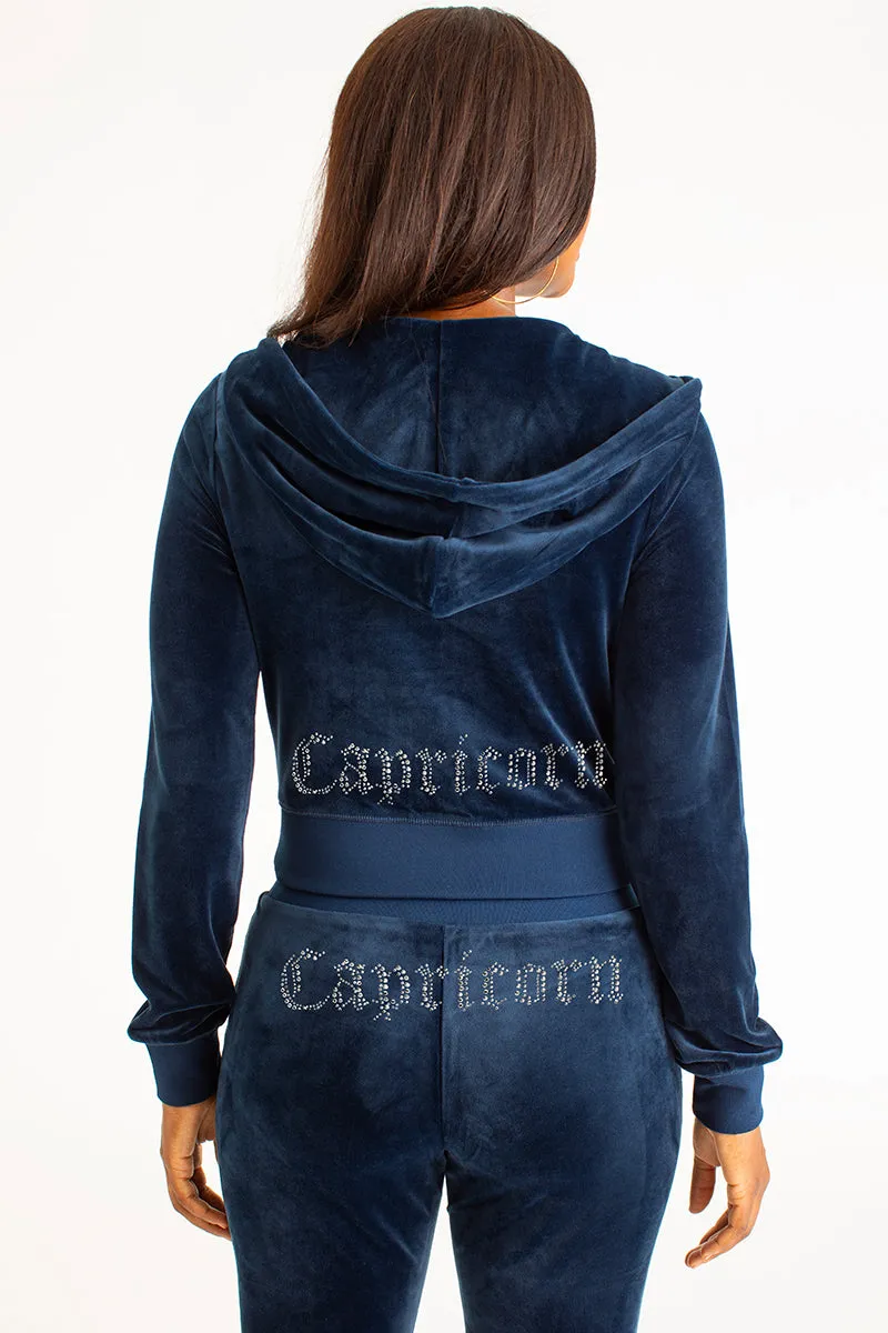 Capricorn Big Bling Velour Hoodie