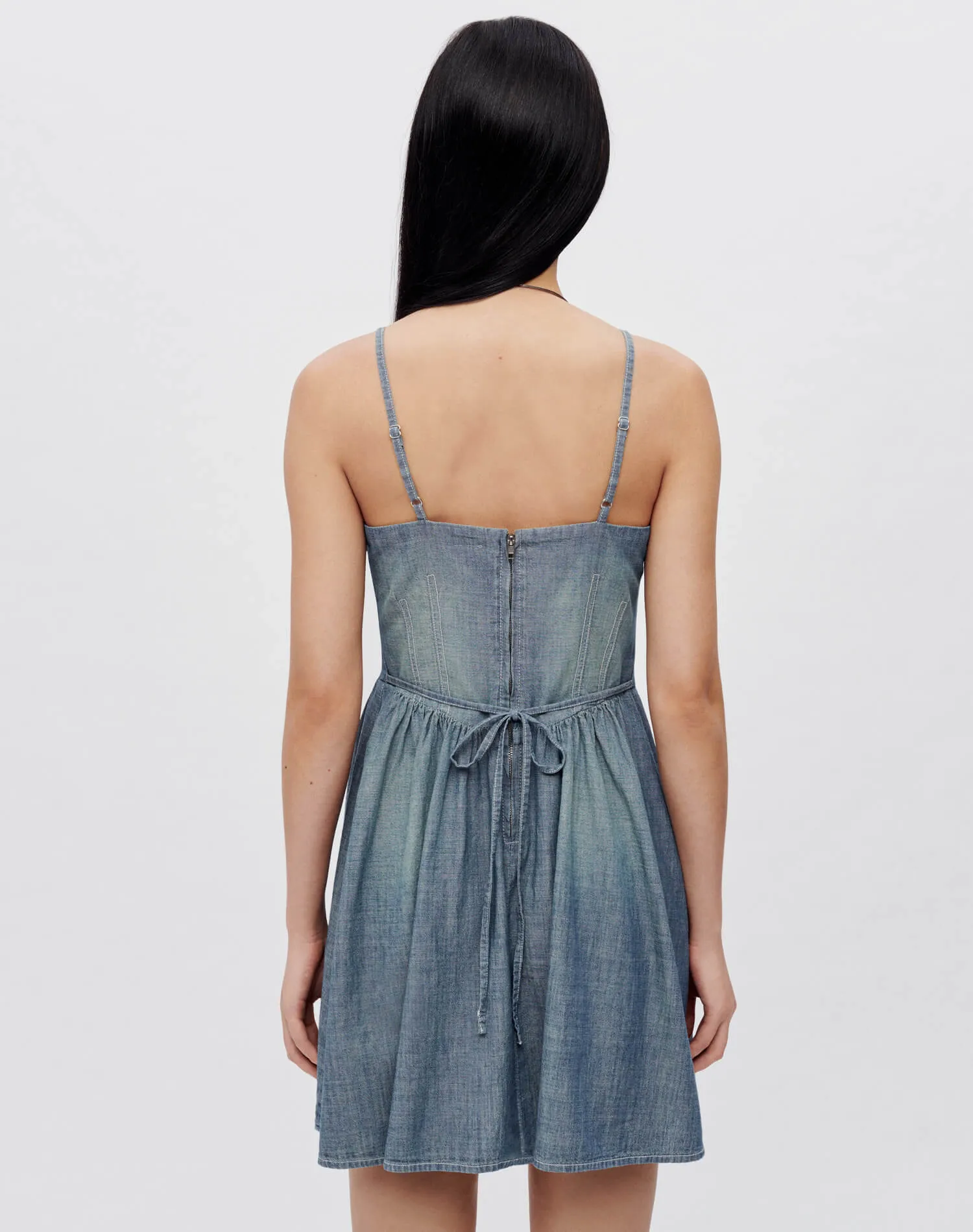 Chambray Gathered Dress - Paradise Cove