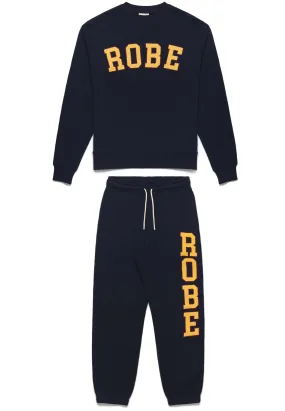 Completo tuta ROBE DI KAPPA felpa + pantalone lettering blue marine/giallo