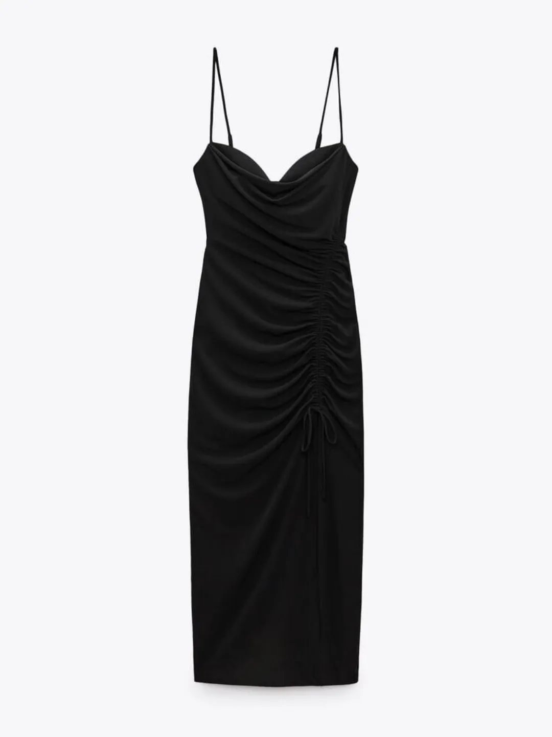 Cowl Neck Drawstring Bodycon Dress