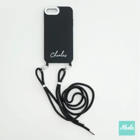 【Culor】Crossbody Adjustable Lanyard Black Silicone Phone Case 掛頸黑色電話軟殼