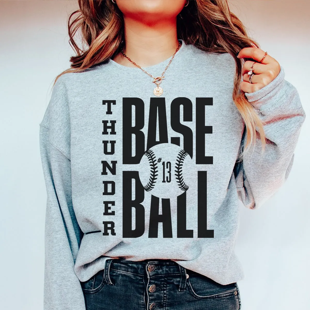 CUSTOM BASEBALL TEAM & NUMBER | Crew Sweatshirts