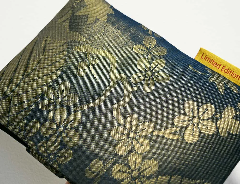 Dark Blue & Bronze Metallics - Japanese vintage silk foldover pouch