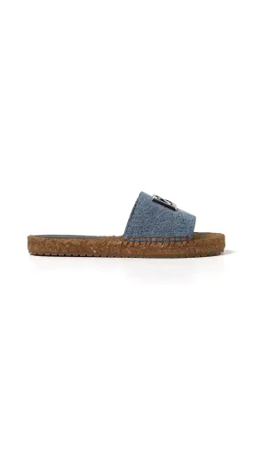 Denim Espadrille Sliders with DG Logo - Denim