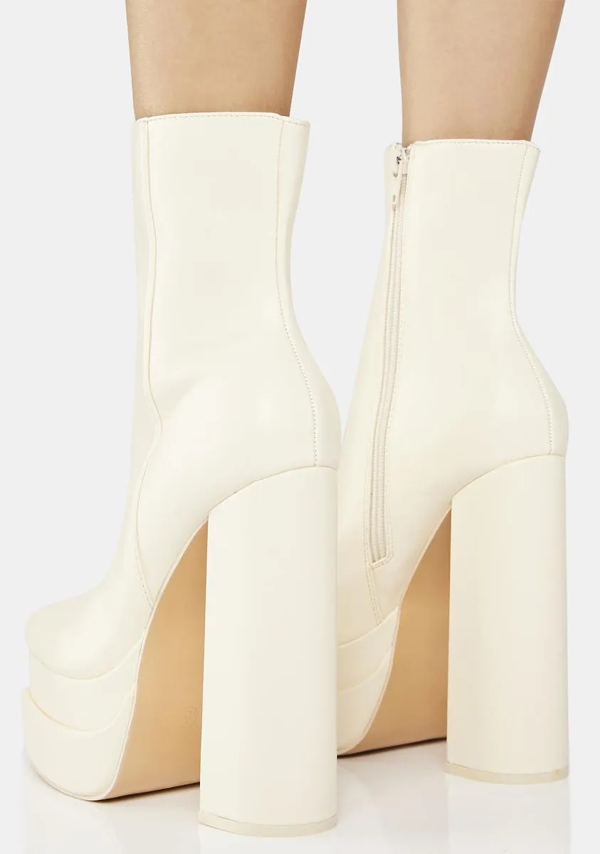 Ecru Supine Platform Ankle Boots-