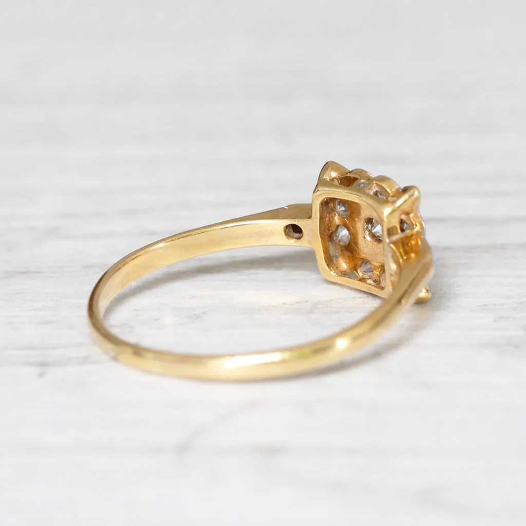 Edwardian 0.19 Carat Diamond Square Cluster Ring