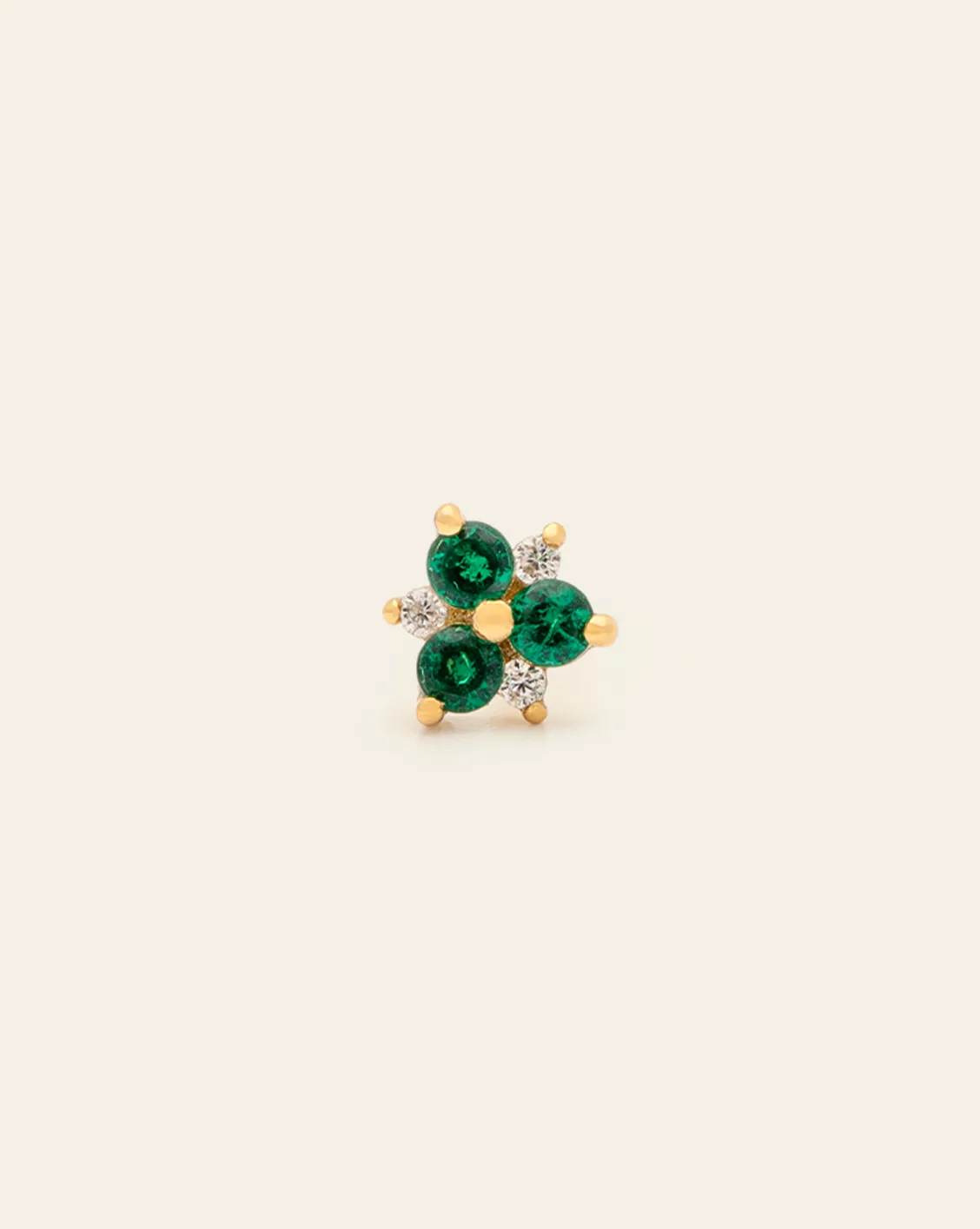 Emerald Flower Stud - Gold Vermeil