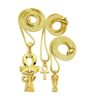 Eye of Horus Ankh / Mini Ankh / Mini Nefertiti Set