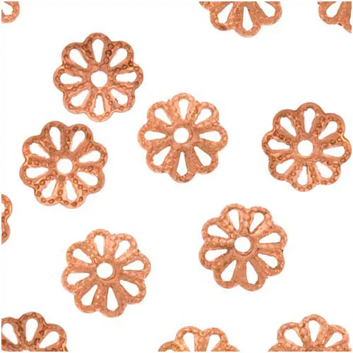 Genuine Copper Open Petal Flower Bead Caps 6mm (50 pcs)