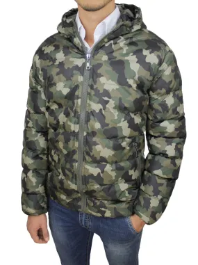 GIUBBOTTO PIUMINO UOMO CAMOUFLAGE MIMETICO GIACCA BOMBER VERDE MILITARE CASUAL