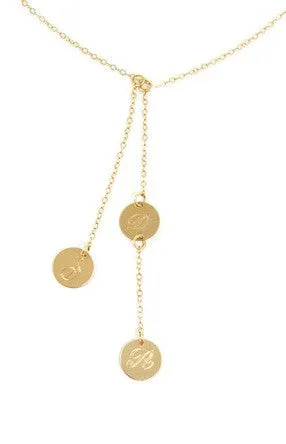 Gold Engraved Three Disc Cascade Necklace