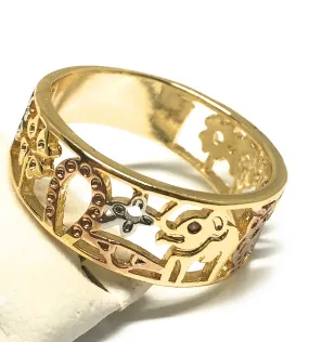 Gold Plated Women’s Lucky Charm Symbols Ring Anillo de Suerte