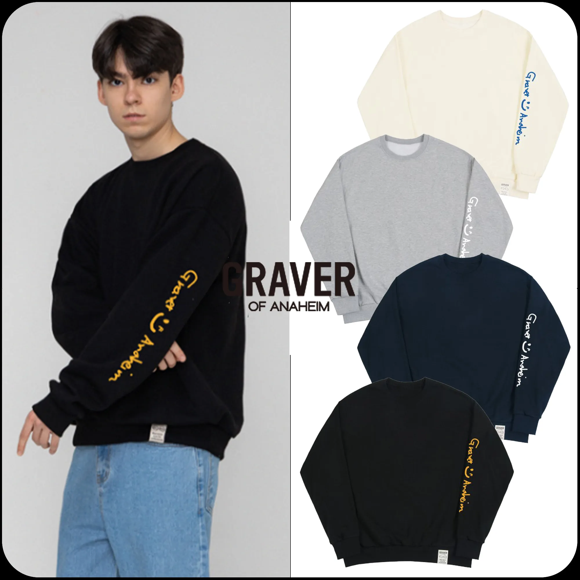 GRAVER  |[GRAVER]★ELBOW DRAWING LOGO SMILE SWEATSHIRT