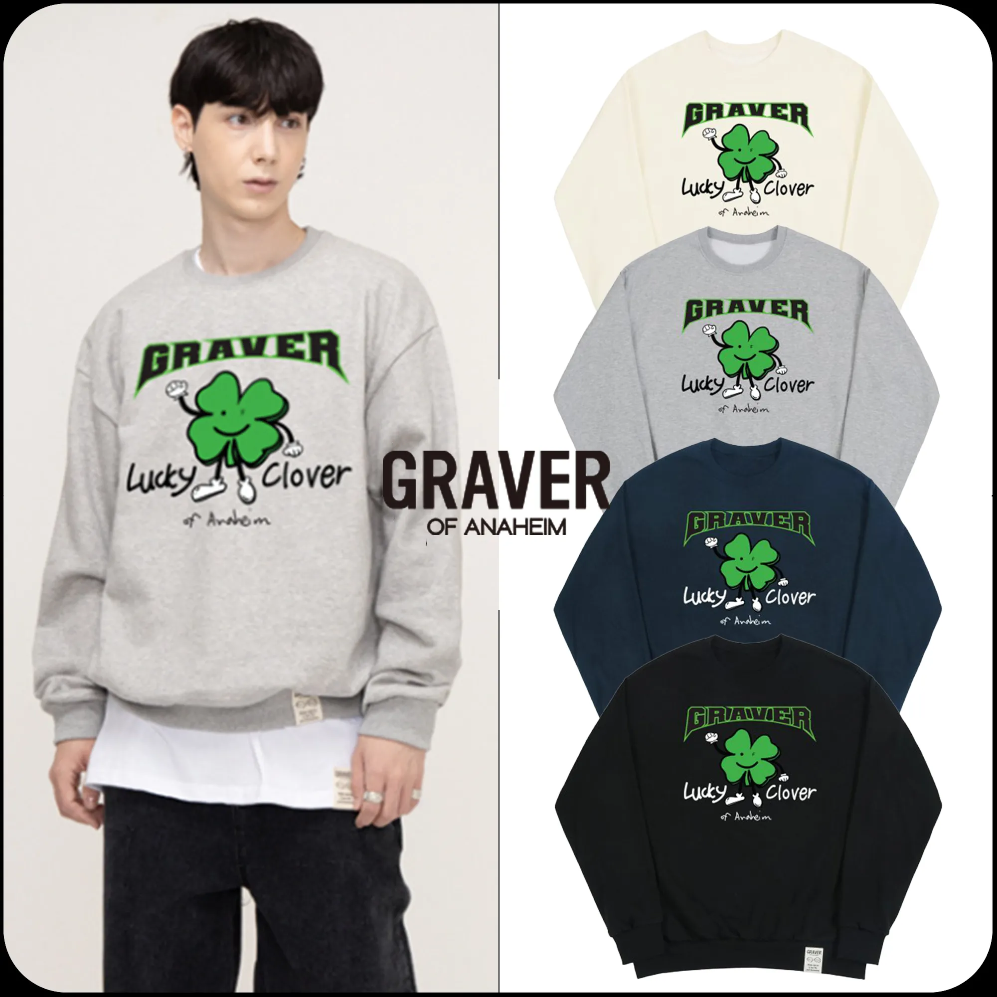 GRAVER  |[GRAVER]★LUCKY CLOVER CENTER SWEATSHIRT