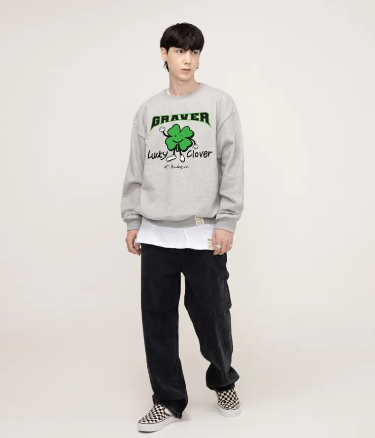 GRAVER  |[GRAVER]★LUCKY CLOVER CENTER SWEATSHIRT