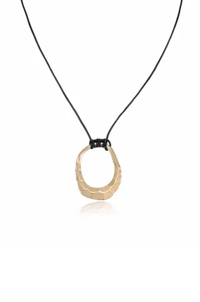 Hammered Golden Loop Pendant 18k Gold Plated Necklace