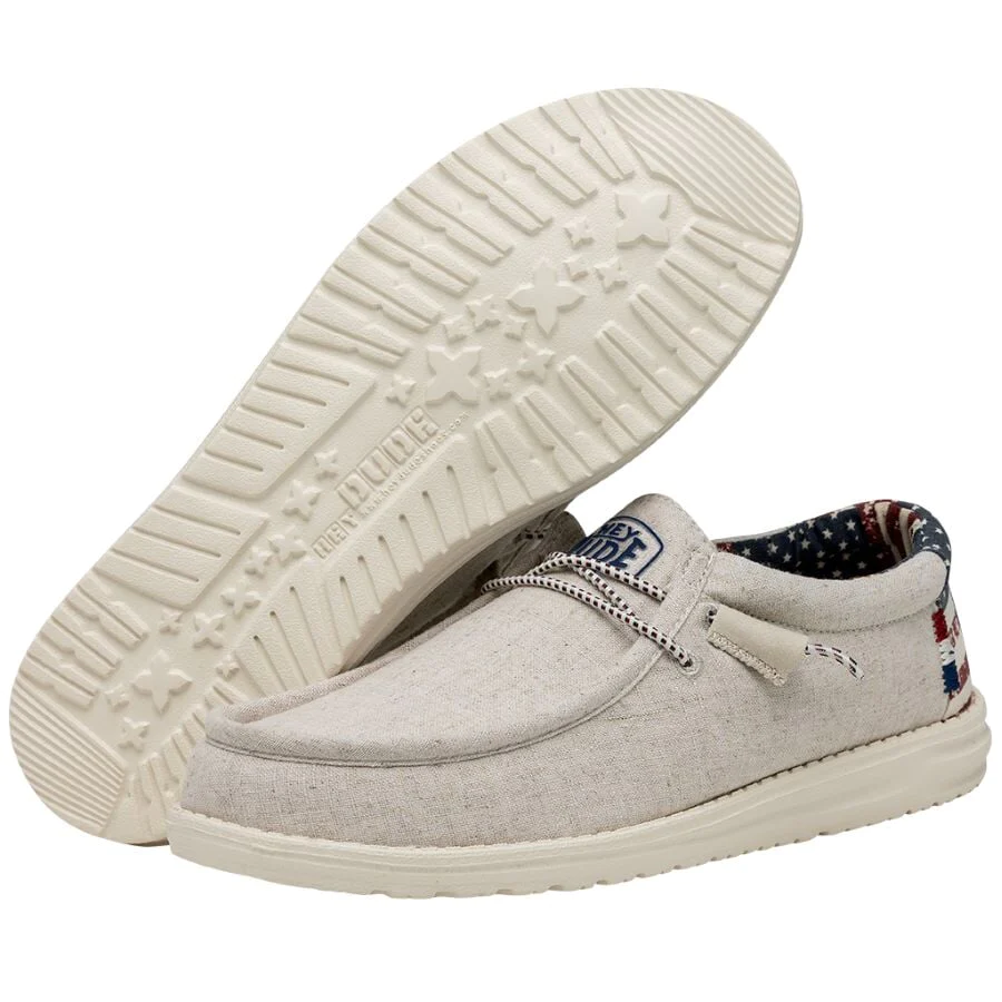 Hey Dude Men’s Wally Patriotic Slip On Shoes-Off White Patriotic