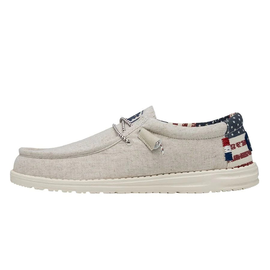 Hey Dude Men’s Wally Patriotic Slip On Shoes-Off White Patriotic