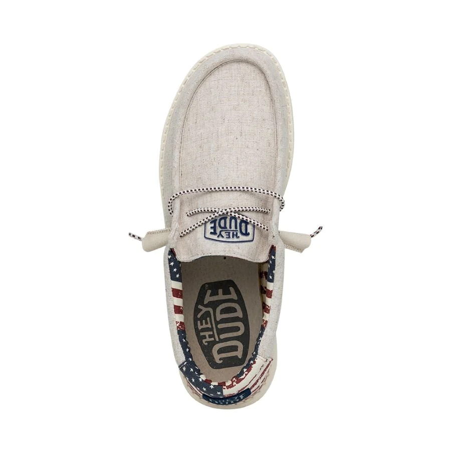 Hey Dude Men’s Wally Patriotic Slip On Shoes-Off White Patriotic