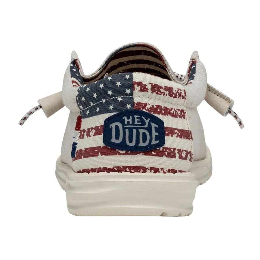 Hey Dude Men’s Wally Patriotic Slip On Shoes-Off White Patriotic