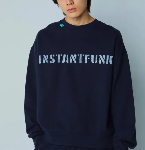 INSTANTFUNK  |Unisex U-Neck Long Sleeves Logo Sweatshirts