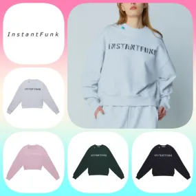 INSTANTFUNK  |Unisex U-Neck Long Sleeves Logo Sweatshirts