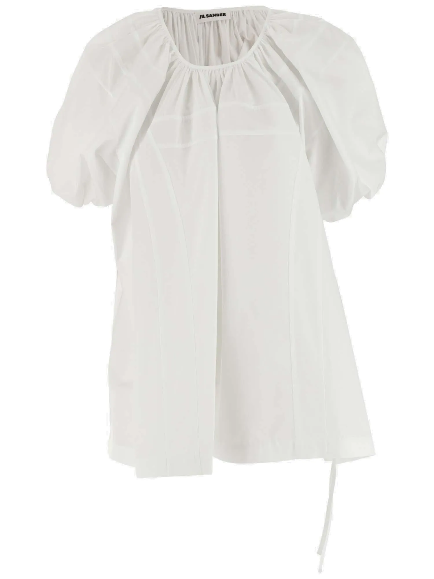 Jil Sander Drawstring-Hem Puff-Sleeved Blouse