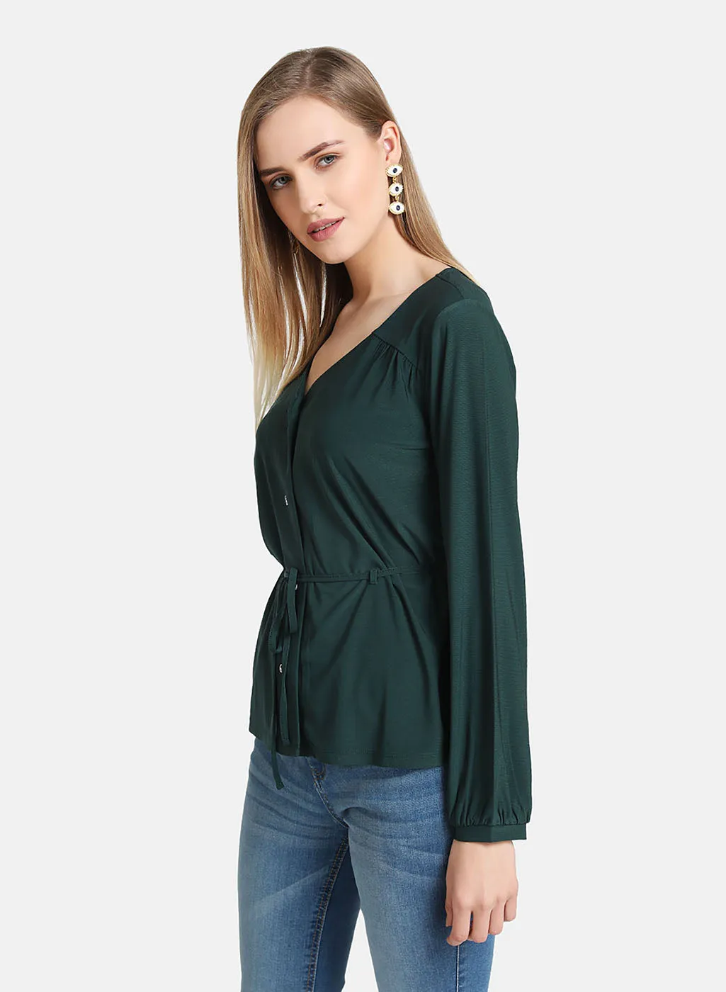 Knitted Drawstring Detail Shirt