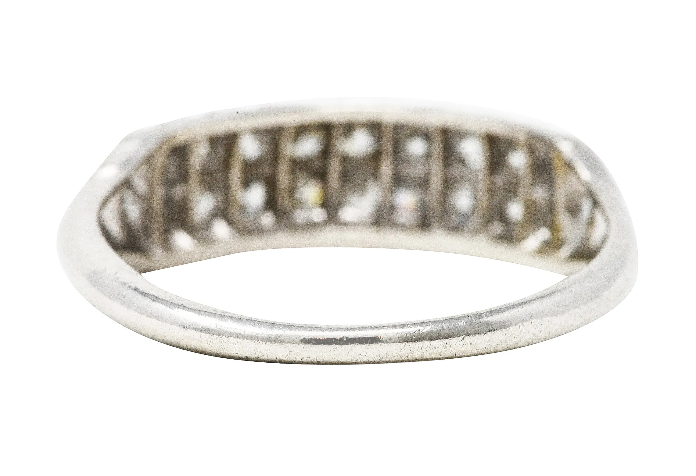 Late Art Deco 0.50 CTW Single Cut Diamond Platinum Cluster Band Ring