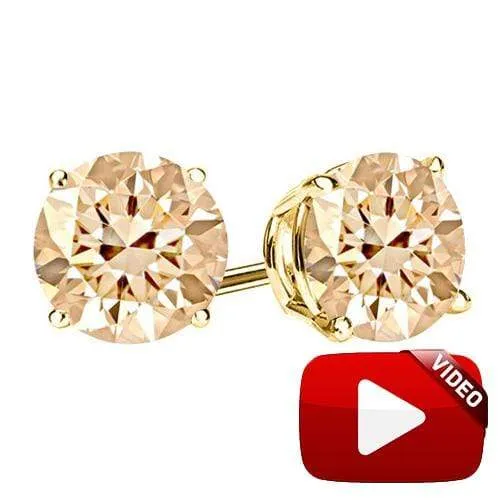 LIMITED ITEM ! 5MM SPARKLING CHOCOLATE DIAMOND 10KT SOLID GOLD EARRINGS STUD