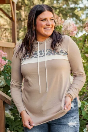 Make A Move Drawstring Hood Top- Taupe