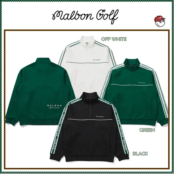 Malbon Golf  |Street Style Long Sleeves Plain Logo Sweatshirts