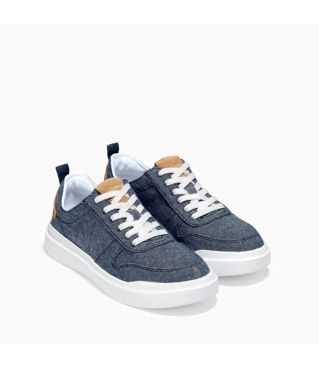 Mens grandpro rally canvas court shoes chambray/suede/optic white Cole Haan