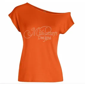 Miss Prissy's Designs Custom Rhinestone Off Shoulder Tee