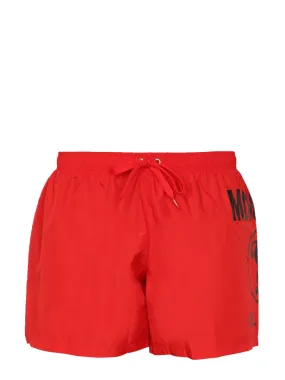 Moschino Logo Print Drawstring Swim Trunks