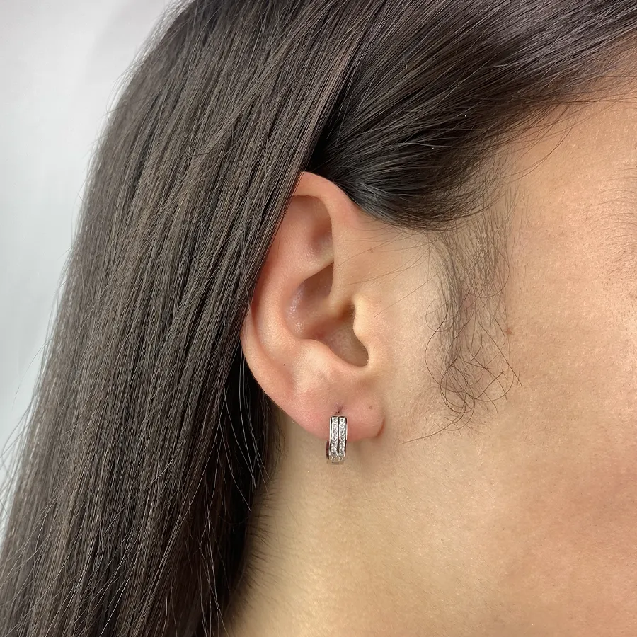 Pendientes Criolla Doble Circonitas  10mm Plata