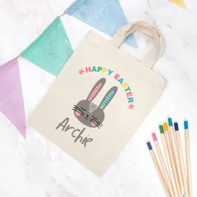 Personalised Rabbit Natural Easter Egg Hunt Bag