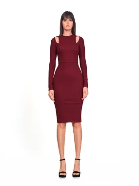 Plum Shoulder Cutout Dress