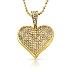 Poker Heart CZ Gold Bling Bling Pendant