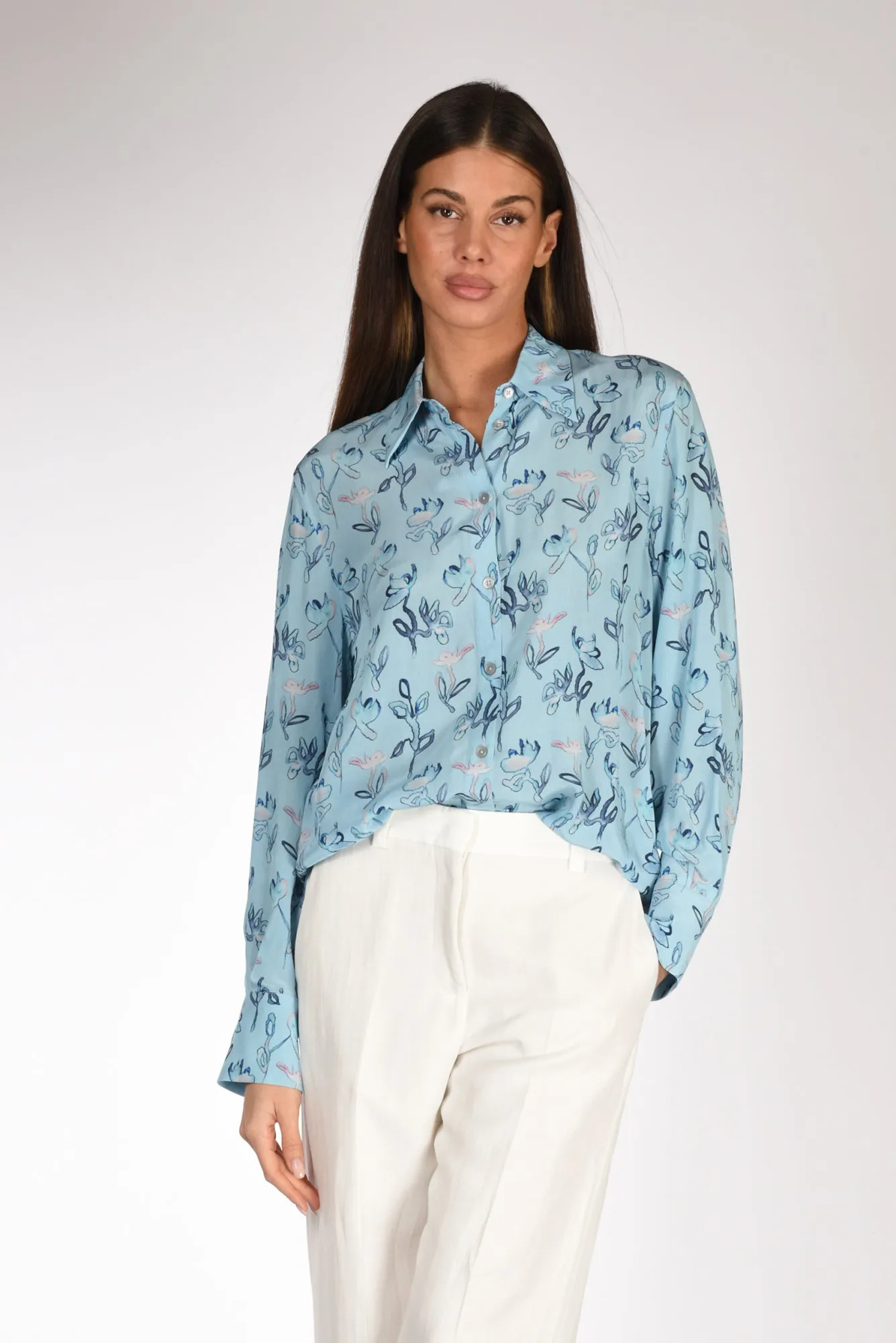 P.s. Paul Smith Camicia Stampata Azzurro/multicolor Donna