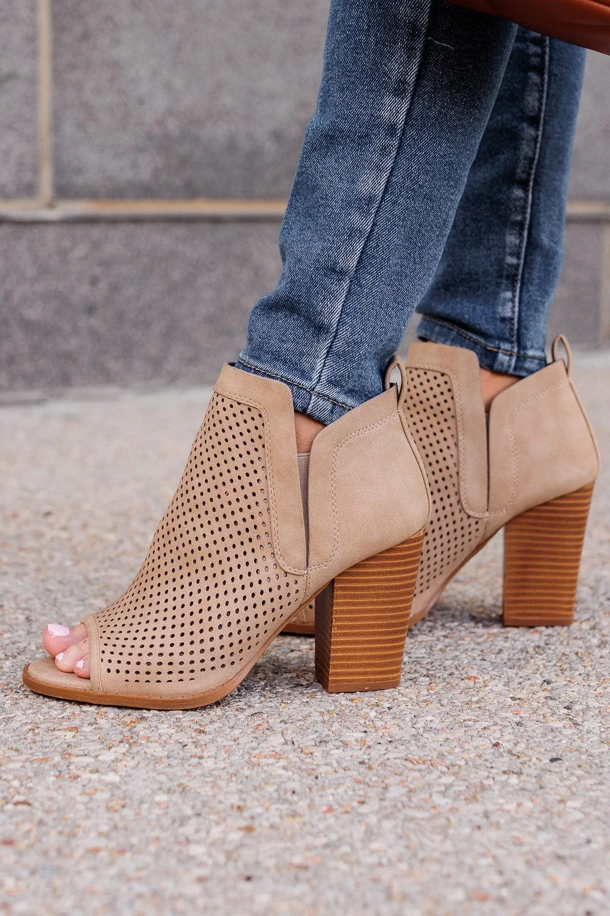 Qupid Georgia Booties- Taupe