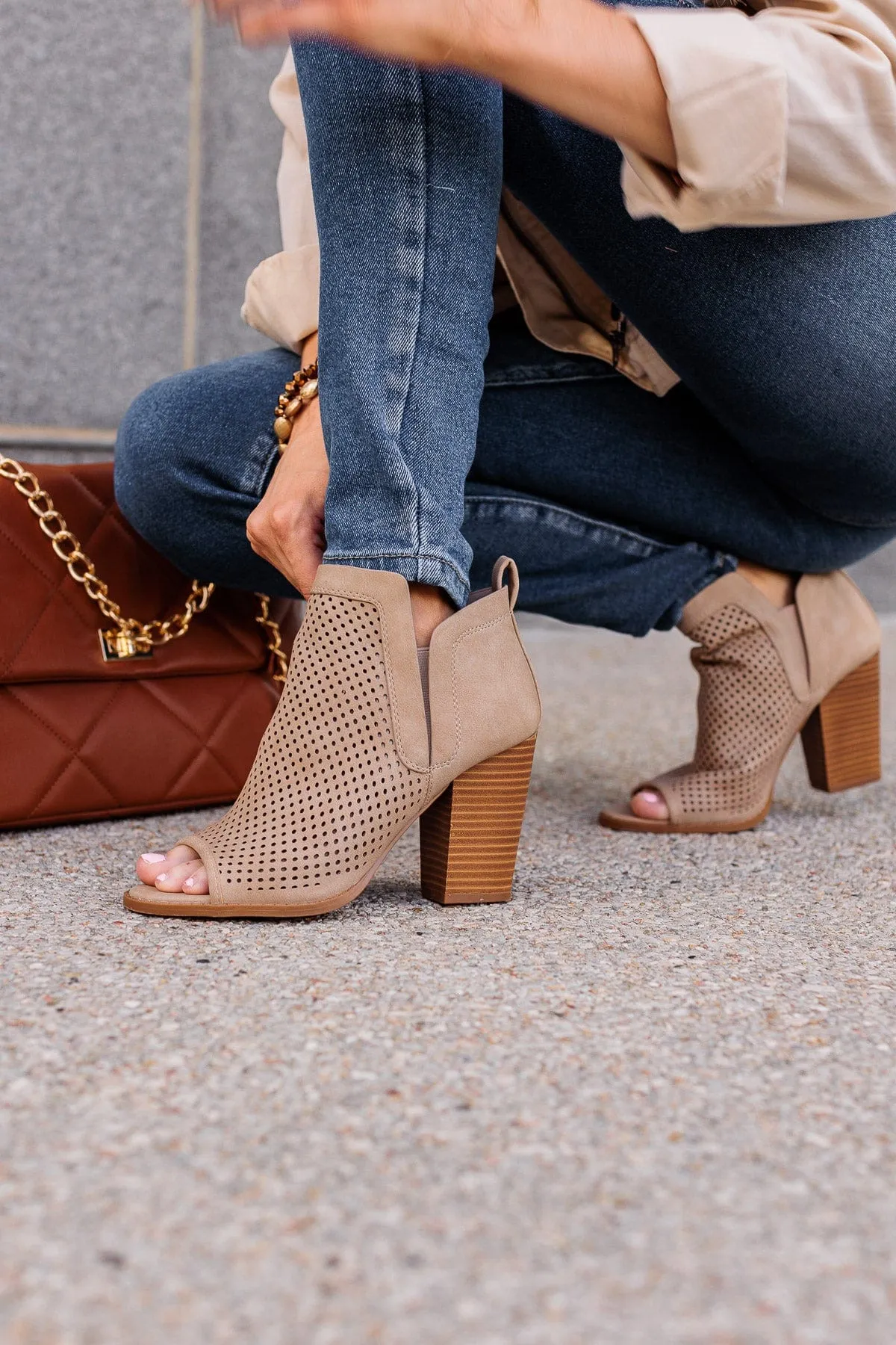 Qupid Georgia Booties- Taupe