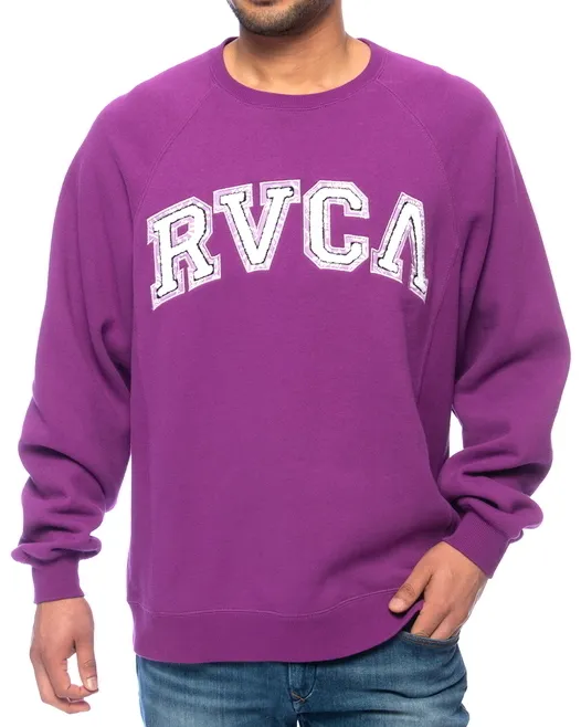 RVCA  |Crew Neck Long Sleeves Plain Logo Sweatshirts